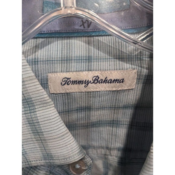 Tommy Bahama Shirt Mens Medium M blue plaid Long Sleeve Button Down part silk - Picture 3 of 4